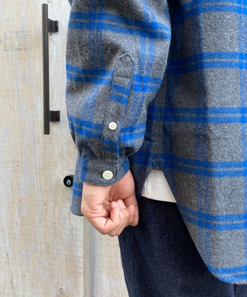 BROOKLYN OVERALL（ブルックリンオーバーオール）の「起毛チェックスタンドカラーシャツ（シャツ/ブラウス・メンズ・ブルー/イエロー・MEDIUM/LARGE）」の13枚目の写真