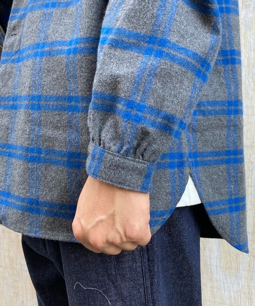 BROOKLYN OVERALL（ブルックリンオーバーオール）の「起毛チェックスタンドカラーシャツ（シャツ/ブラウス・メンズ・ブルー/イエロー・MEDIUM/LARGE）」の14枚目の写真