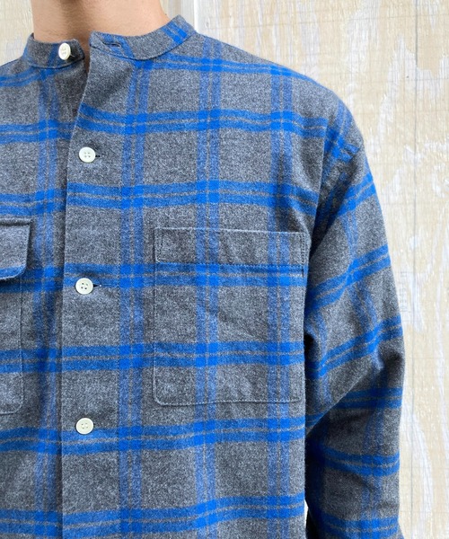BROOKLYN OVERALL（ブルックリンオーバーオール）の「起毛チェックスタンドカラーシャツ（シャツ/ブラウス・メンズ・ブルー/イエロー・MEDIUM/LARGE）」の15枚目の写真