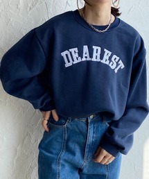 裏起毛ビッグシルエット刺繍ロゴショート丈長袖プルオーバースウェット