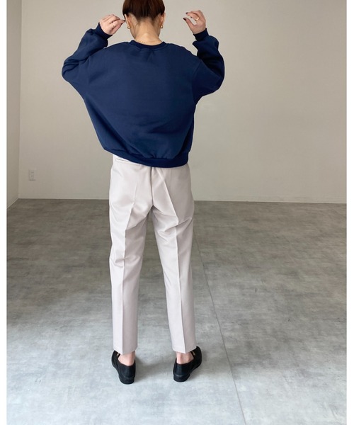 セール】裏起毛ビッグシルエット刺繍ロゴショート丈長袖プル
