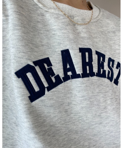 She's Closet(シーズクローゼット)の「裏起毛ビッグシルエット刺繍ロゴショート丈長袖プルオーバースウェット(スウェット・レディース・ネイビー/オートミール・FREE)」の17枚目の写真