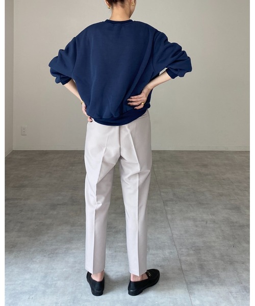 セール】裏起毛ビッグシルエット刺繍ロゴショート丈長袖プル
