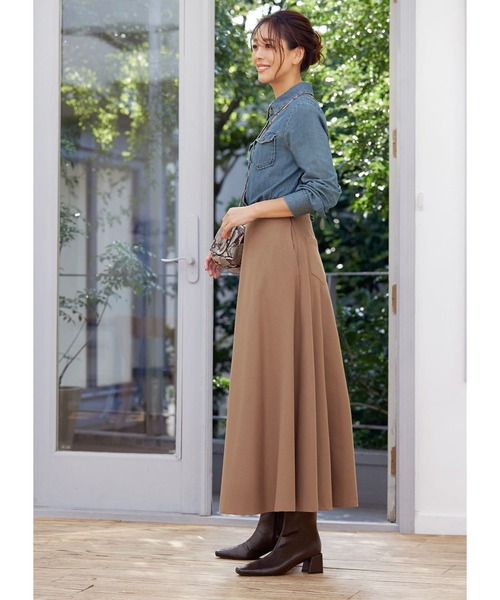 STYLE DELI(スタイルデリ)の「93cm丈ウールライクロングフレアスカート(スカート・レディース・チャコールグレー/キャメル・SMALL/MEDIUM/X-SMALL)」の7枚目の写真