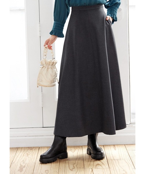 STYLE DELI(スタイルデリ)の「93cm丈ウールライクロングフレアスカート(スカート・レディース・チャコールグレー/キャメル・SMALL/MEDIUM/X-SMALL)」の17枚目の写真