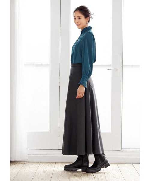 STYLE DELI(スタイルデリ)の「93cm丈ウールライクロングフレアスカート(スカート・レディース・チャコールグレー/キャメル・SMALL/MEDIUM/X-SMALL)」の19枚目の写真