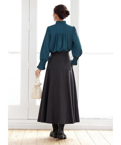 STYLE DELI(スタイルデリ)の「93cm丈ウールライクロングフレアスカート(スカート・レディース・チャコールグレー/キャメル・SMALL/MEDIUM/X-SMALL)」の22枚目の写真