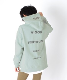 GLAZOS | 裏起毛・ドロップショルダーサイドスリットバックプリントパーカー(パーカー)