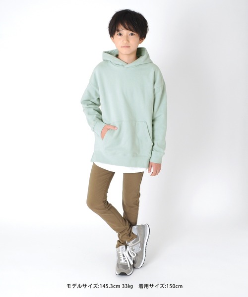 GLAZOS(グラソス)の「裏起毛・ドロップショルダーサイドスリットバックプリントパーカー(パーカー・キッズ・ブラック/グレー/ライトグリーン/ライトベージュ・130cm/140cm/150cm/160cm/170cm)」の17枚目の写真