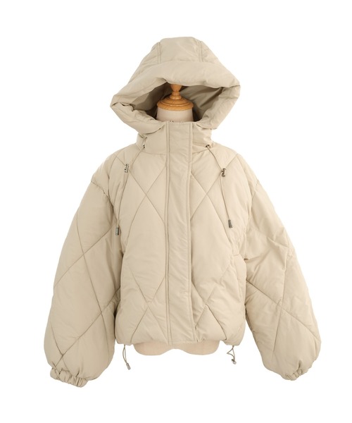 ＡＮＤＪ（アンドジェイ）の「ダイヤ柄中綿ショートダウンジャケット（ダウンジャケット/コート・レディース・ミント/アイボリー/グレイッシュベージュ/ブラック・M）」の14枚目の写真