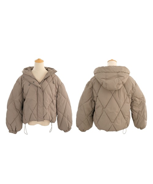 ＡＮＤＪ（アンドジェイ）の「ダイヤ柄中綿ショートダウンジャケット（ダウンジャケット/コート・レディース・ミント/アイボリー/グレイッシュベージュ/ブラック・M）」の10枚目の写真