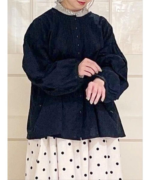 Samansa Mos2（サマンサ モスモス）の「ジャカード織ピンタックブラウス（シャツ/ブラウス・レディース・オフホワイト/グレー/ブラック・ﾌﾘ-）」の2枚目の写真