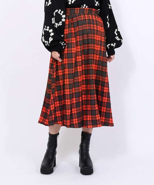 PUNYUS（プニュズ）の「チェック柄プリーツスカート（スカート・レディース・グリーン/イエロー/レッド/パープル・2/1/4/3）」の4枚目の写真