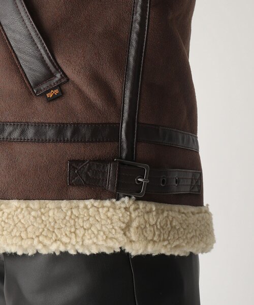 AG by aquagirl（エージーバイアクアガール）の「◆ALPHA フェイクムートンライダースジャケット（ライダースジャケット・レディース・オフホワイト/ブラウン系・38）」の10枚目の写真