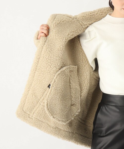 AG by aquagirl（エージーバイアクアガール）の「◆ALPHA フェイクムートンライダースジャケット（ライダースジャケット・レディース・オフホワイト/ブラウン系・38）」の7枚目の写真