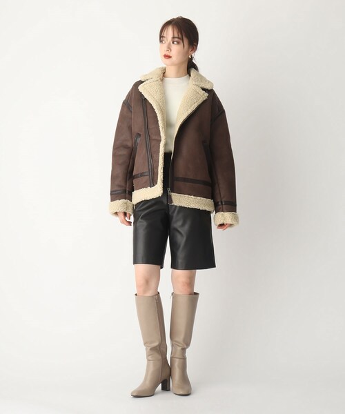 AG by aquagirl（エージーバイアクアガール）の「◆ALPHA フェイクムートンライダースジャケット（ライダースジャケット・レディース・オフホワイト/ブラウン系・38）」の13枚目の写真