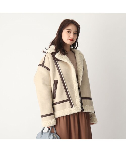 AG by aquagirl（エージーバイアクアガール）の「◆ALPHA フェイクムートンライダースジャケット（ライダースジャケット・レディース・オフホワイト/ブラウン系・38）」の16枚目の写真