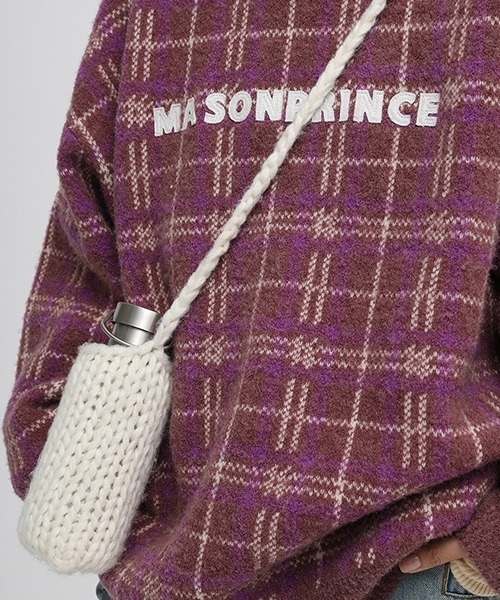 MASONPRINCE(メイソンプリンス)の「【MASONPRINCE】Oversized retro check embroidery logo knit pullover MY3045(ニット/セーター・メンズ・パープル/ブラック/ブラウン/グリーン/ベージュ・L/M/S)」の14枚目の写真