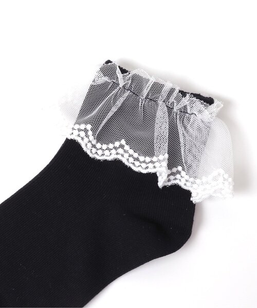 apres les cours（アプレレクール）の「レースソックス（ソックス/靴下・キッズ・オフホワイト/ネイビー・18/15 /12/21）」の3枚目の写真