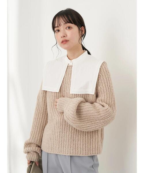 earth music&ecology（アースミュージックアンドエコロジー）の「ふんわりボリューム袖プルオーバー＊（ニット/セーター・レディース・ライトベージュ/イエロー/サックスブルー/ピンク・FREE）」の5枚目の写真