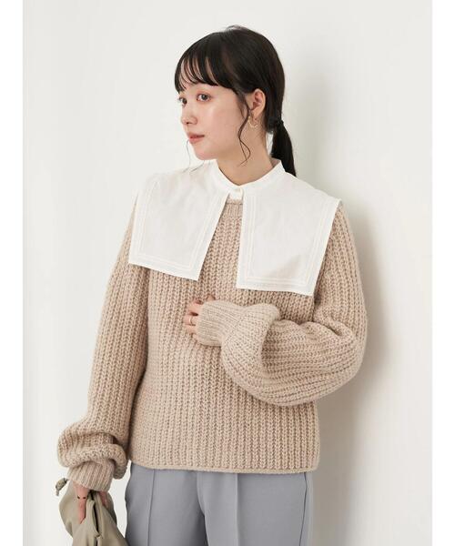 earth music&ecology（アースミュージックアンドエコロジー）の「ふんわりボリューム袖プルオーバー＊（ニット/セーター・レディース・ライトベージュ/イエロー/サックスブルー/ピンク・FREE）」の16枚目の写真