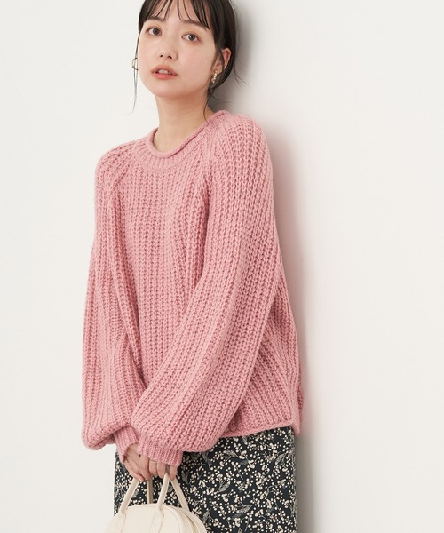 earth music&ecology（アースミュージックアンドエコロジー）の「ふんわりボリューム袖プルオーバー＊（ニット/セーター・レディース・ライトベージュ/イエロー/サックスブルー/ピンク・FREE）」の4枚目の写真