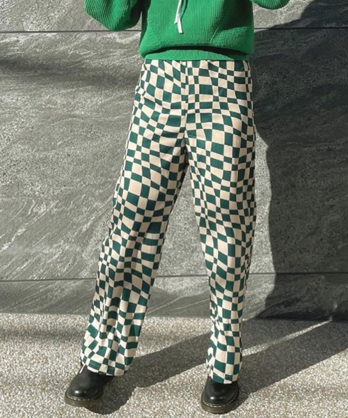AS KNOW AS PINKY（アズノゥアズピンキー）の「ゆらり流れチェッカーパンツ（その他パンツ・レディース・ブラック系/グリーン系・FREE）」の2枚目の写真