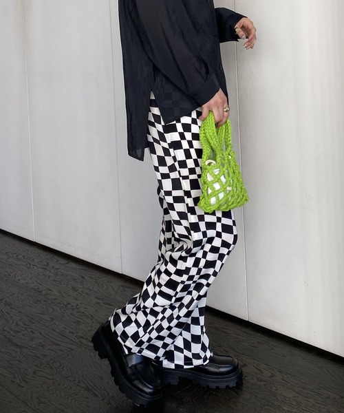 AS KNOW AS PINKY（アズノゥアズピンキー）の「ゆらり流れチェッカーパンツ（その他パンツ・レディース・ブラック系/グリーン系・FREE）」の12枚目の写真
