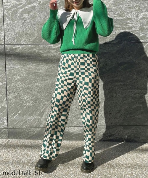 AS KNOW AS PINKY（アズノゥアズピンキー）の「ゆらり流れチェッカーパンツ（その他パンツ・レディース・ブラック系/グリーン系・FREE）」の18枚目の写真