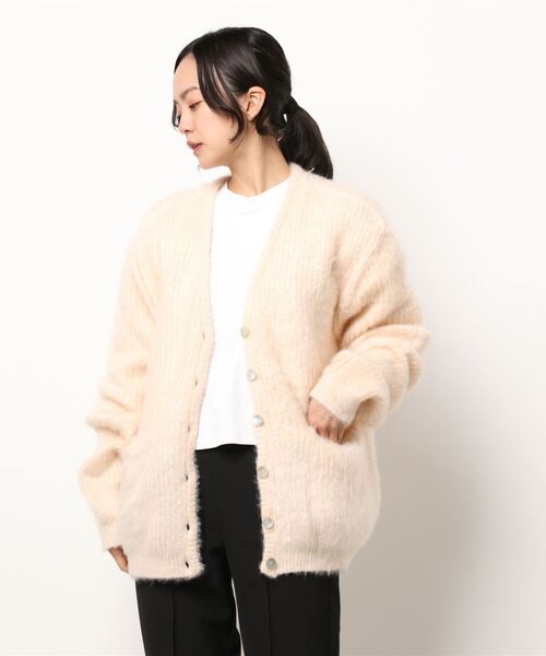 【10％OFF】 VIAVANDA CUTTING KNIT Cardigan カーディガン 白 トップス