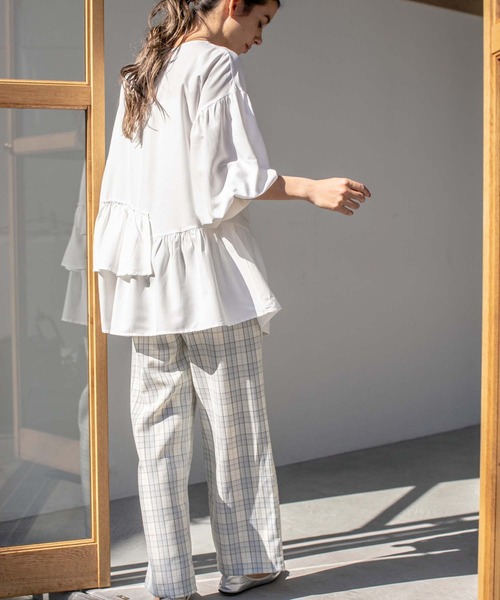 fifth(フィフス)の「チェックハイウエストパンツ(その他パンツ・レディース・ライトブルー/ブラック・M)」の6枚目の写真