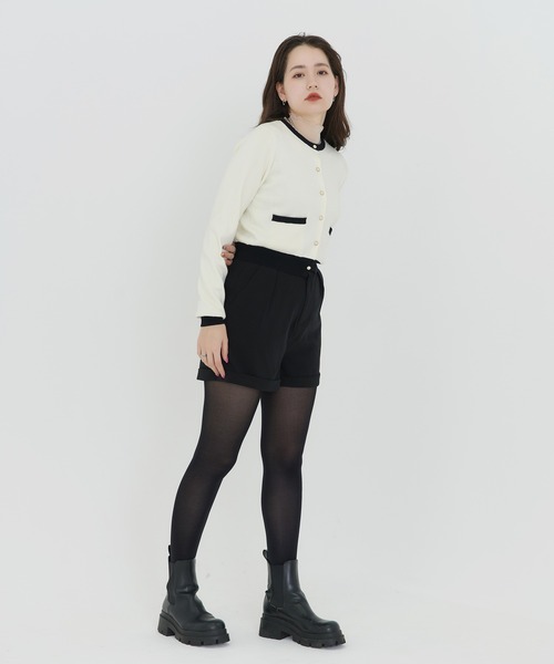 TINA：JOJUN（ティーナジョジュン）の「バイカラー ニットカーディガン TINA：JOJUN（カーディガン/ボレロ・レディース・ホワイト/ネイビー・M）」の8枚目の写真