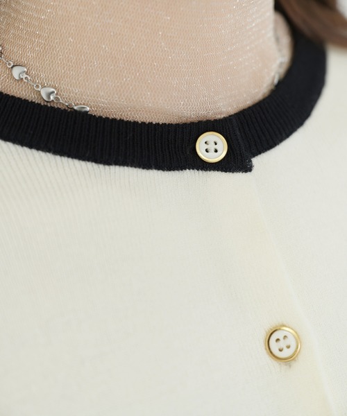 TINA：JOJUN（ティーナジョジュン）の「バイカラー ニットカーディガン TINA：JOJUN（カーディガン/ボレロ・レディース・ホワイト/ネイビー・M）」の10枚目の写真