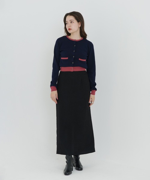 TINA：JOJUN（ティーナジョジュン）の「バイカラー ニットカーディガン TINA：JOJUN（カーディガン/ボレロ・レディース・ホワイト/ネイビー・M）」の15枚目の写真