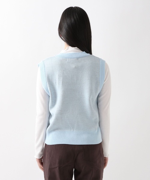 WONDER VISITOR（ワンダービジター）の「WONDER VISITOR／Box Catニットベスト 2276924（ベスト・レディース・ライトブルー/ブラウン・FREE）」の11枚目の写真