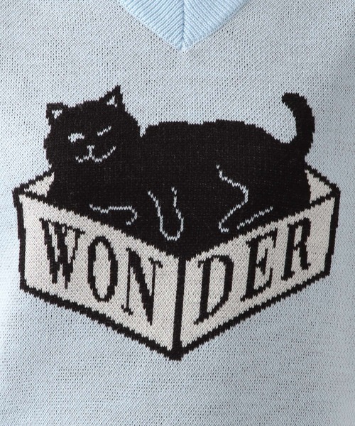WONDER VISITOR（ワンダービジター）の「WONDER VISITOR／Box Catニットベスト 2276924（ベスト・レディース・ライトブルー/ブラウン・FREE）」の16枚目の写真