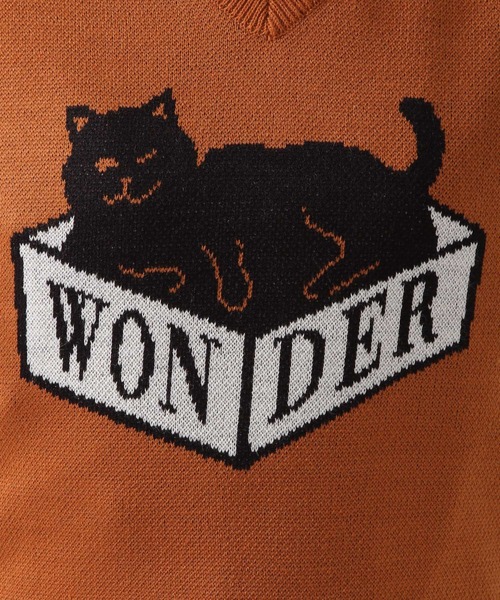 WONDER VISITOR（ワンダービジター）の「WONDER VISITOR／Box Catニットベスト 2276924（ベスト・レディース・ライトブルー/ブラウン・FREE）」の18枚目の写真