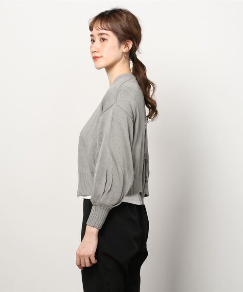 EACH.（イーチ）の「EACH バックスリットリボンカーディガン（カーディガン/ボレロ・レディース・グレー/ライム/ベージュ・FREE）」の4枚目の写真