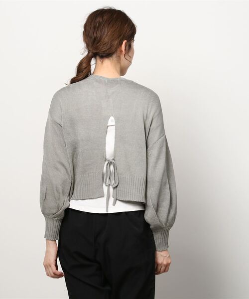 EACH.（イーチ）の「EACH バックスリットリボンカーディガン（カーディガン/ボレロ・レディース・グレー/ライム/ベージュ・FREE）」の5枚目の写真