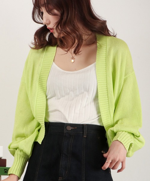 EACH.（イーチ）の「EACH バックスリットリボンカーディガン（カーディガン/ボレロ・レディース・グレー/ライム/ベージュ・FREE）」の3枚目の写真