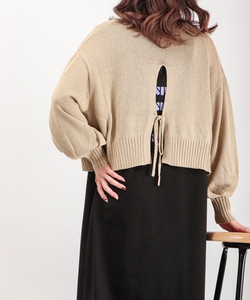 EACH.（イーチ）の「EACH バックスリットリボンカーディガン（カーディガン/ボレロ・レディース・グレー/ライム/ベージュ・FREE）」の13枚目の写真