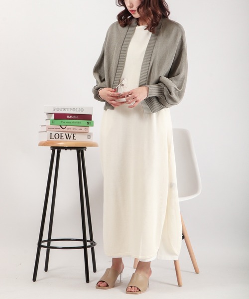 EACH.（イーチ）の「EACH バックスリットリボンカーディガン（カーディガン/ボレロ・レディース・グレー/ライム/ベージュ・FREE）」の9枚目の写真