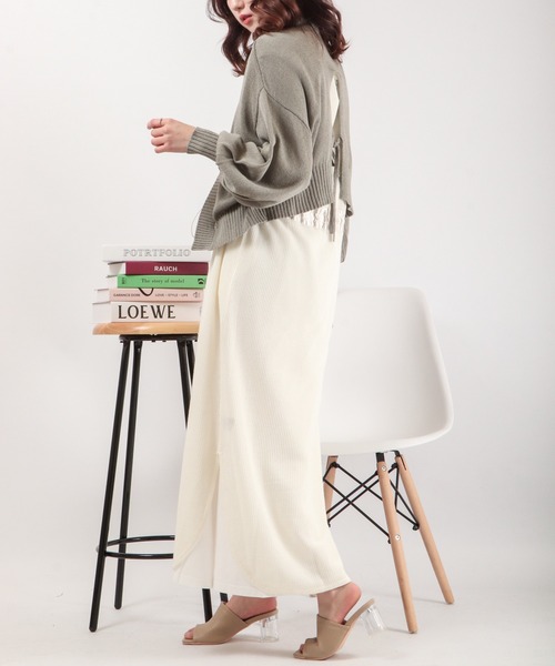 EACH.（イーチ）の「EACH バックスリットリボンカーディガン（カーディガン/ボレロ・レディース・グレー/ライム/ベージュ・FREE）」の10枚目の写真