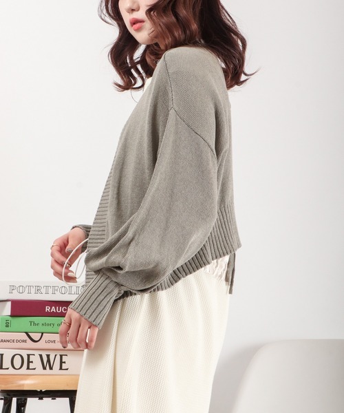 EACH.（イーチ）の「EACH バックスリットリボンカーディガン（カーディガン/ボレロ・レディース・グレー/ライム/ベージュ・FREE）」の7枚目の写真