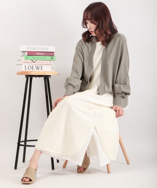 EACH.（イーチ）の「EACH バックスリットリボンカーディガン（カーディガン/ボレロ・レディース・グレー/ライム/ベージュ・FREE）」の11枚目の写真