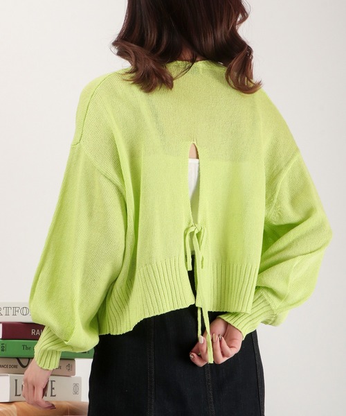 EACH.（イーチ）の「EACH バックスリットリボンカーディガン（カーディガン/ボレロ・レディース・グレー/ライム/ベージュ・FREE）」の18枚目の写真