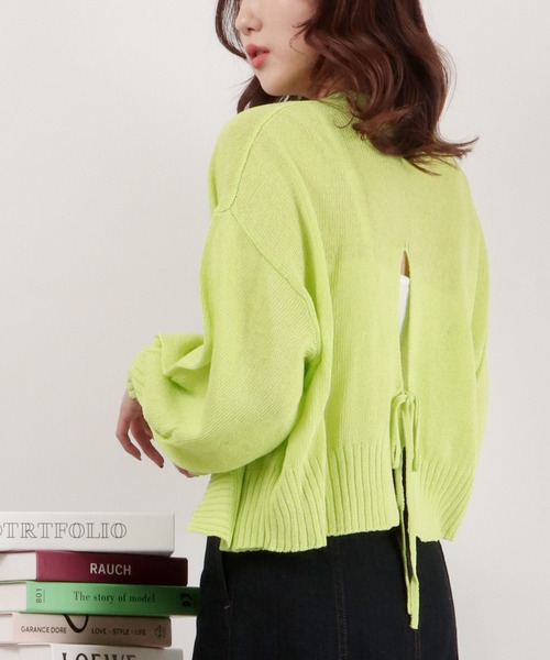 EACH.（イーチ）の「EACH バックスリットリボンカーディガン（カーディガン/ボレロ・レディース・グレー/ライム/ベージュ・FREE）」の17枚目の写真