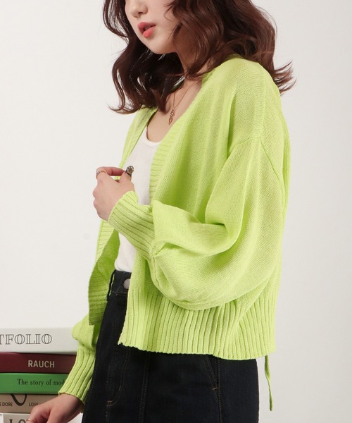 EACH.（イーチ）の「EACH バックスリットリボンカーディガン（カーディガン/ボレロ・レディース・グレー/ライム/ベージュ・FREE）」の16枚目の写真