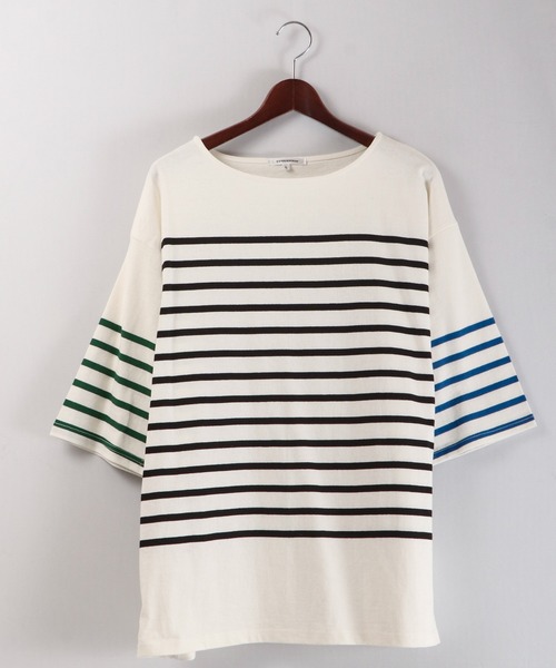 SUGGESTION(サジェッション)の「SUGGESTION ヘビーウエイトパネル切替ボーダーバスクシャツ(Tシャツ/カットソー・メンズ・グリーン/ブラック/ブルー/その他2/レッド/その他1・M/L)」の10枚目の写真