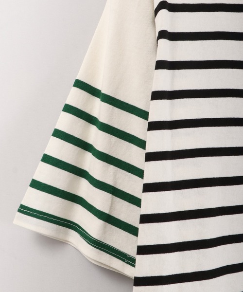 SUGGESTION(サジェッション)の「SUGGESTION ヘビーウエイトパネル切替ボーダーバスクシャツ(Tシャツ/カットソー・メンズ・グリーン/ブラック/ブルー/その他2/レッド/その他1・M/L)」の8枚目の写真